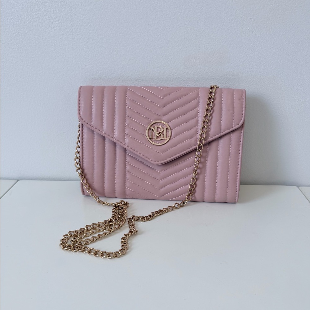 Badgley Mischka Quilted Mauve Clutch with Chain